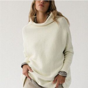 Free people white ottoman slouchy tunic collated cotton blend sweater
